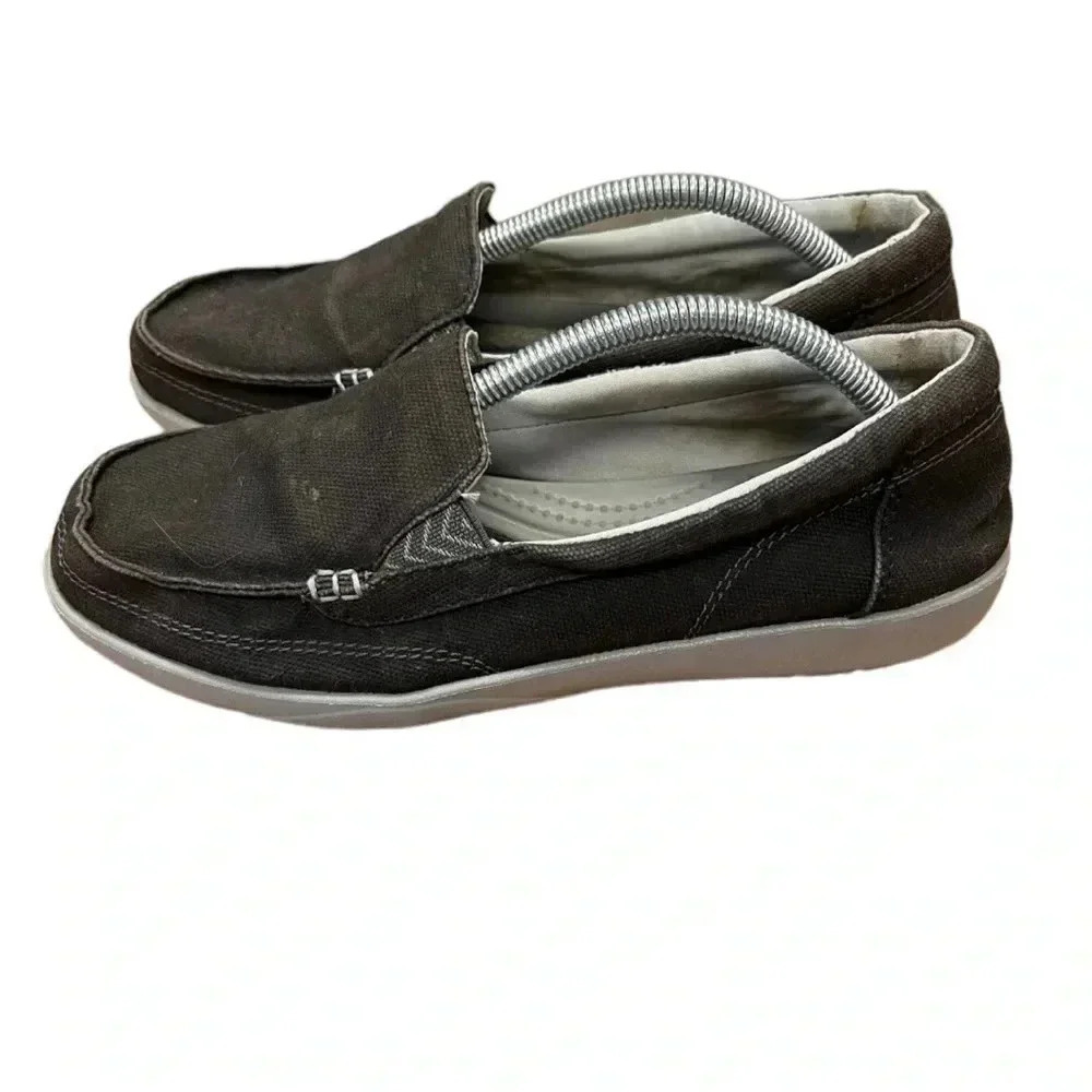 Crocs Walu Ii Black Canvas Slip On Loafers Size 8